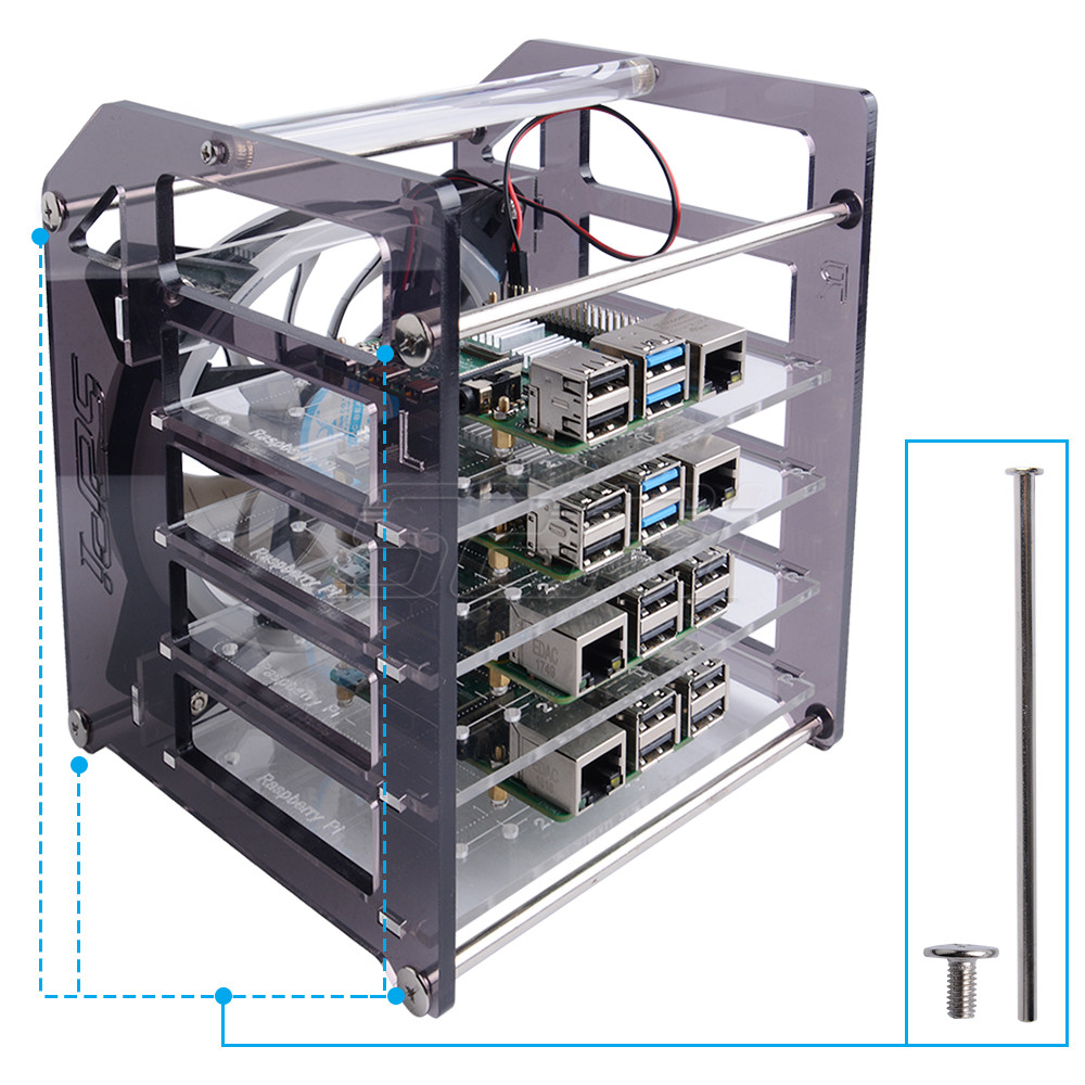 52Pi Rack Tower 4 Layer Acryli - Deskpi Super6C 评论和价格