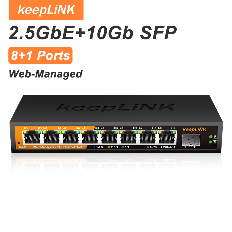 KeepLiNK KP-9000-9XHML-X 2.5Gb - Sfp+ 10G Managed Switch 8 Port 评论和价格