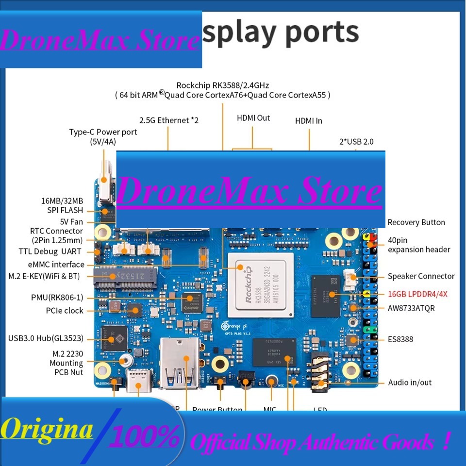 DroMaRockchip Single Board RK3 - Orange Pi 5 Plus 32Gb 评论和价格