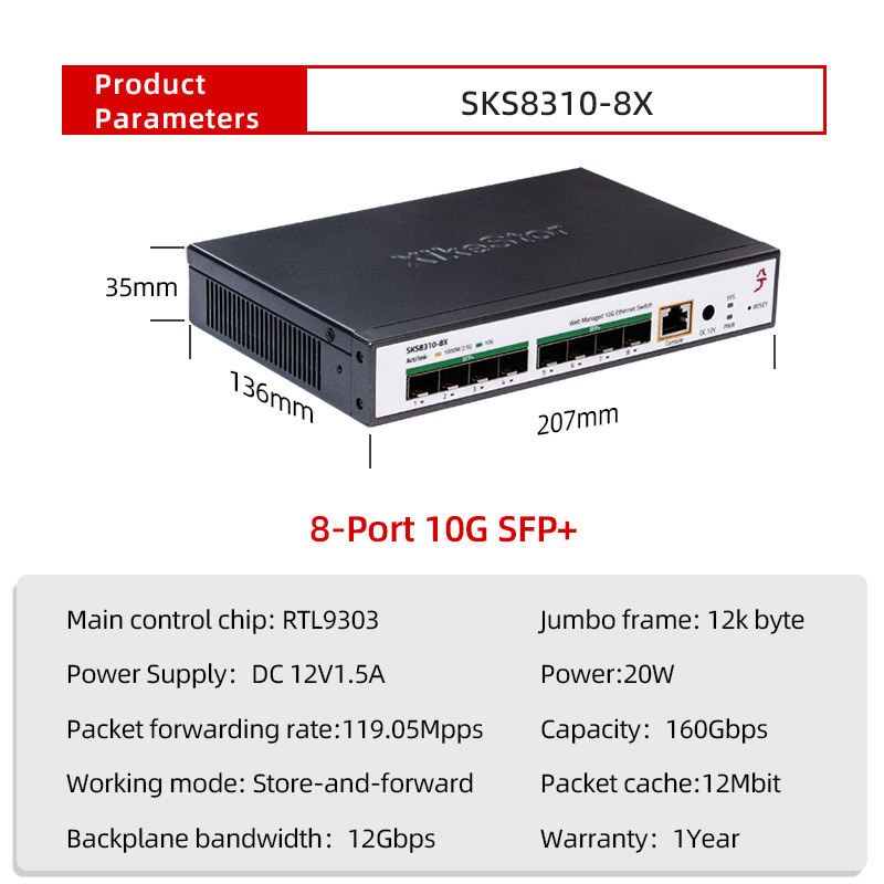 XikeStor Three-Layer Managemen - Sfp+ 10G Managed Switch 8 Port 评论和价格